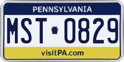 PA license plate MST0829