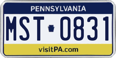 PA license plate MST0831