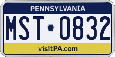 PA license plate MST0832