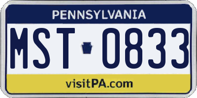 PA license plate MST0833