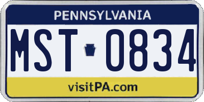 PA license plate MST0834