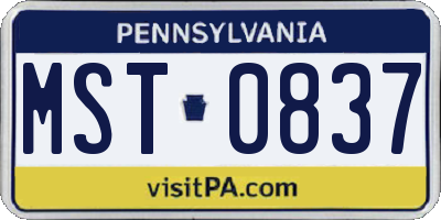 PA license plate MST0837