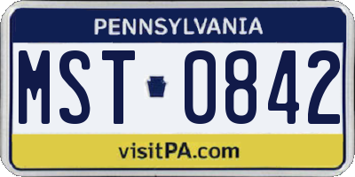 PA license plate MST0842