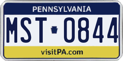 PA license plate MST0844
