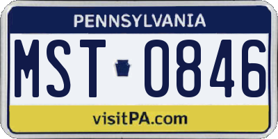 PA license plate MST0846