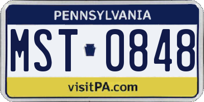 PA license plate MST0848