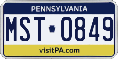 PA license plate MST0849