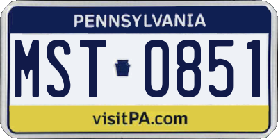 PA license plate MST0851