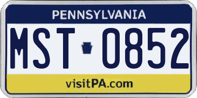 PA license plate MST0852