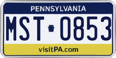 PA license plate MST0853