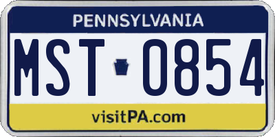 PA license plate MST0854