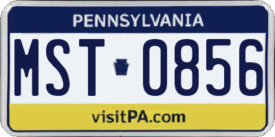 PA license plate MST0856