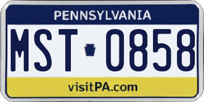 PA license plate MST0858