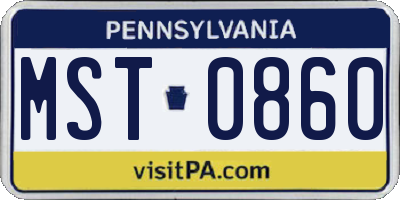 PA license plate MST0860