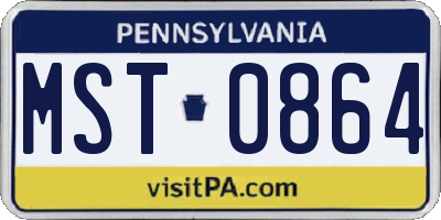 PA license plate MST0864