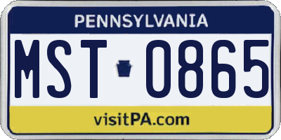 PA license plate MST0865
