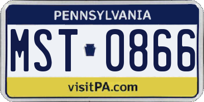 PA license plate MST0866