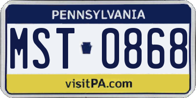 PA license plate MST0868