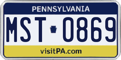 PA license plate MST0869
