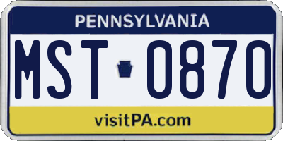 PA license plate MST0870