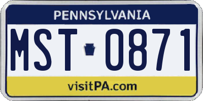 PA license plate MST0871
