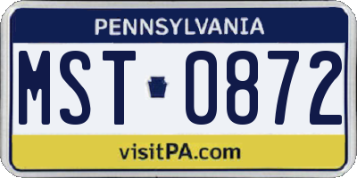 PA license plate MST0872