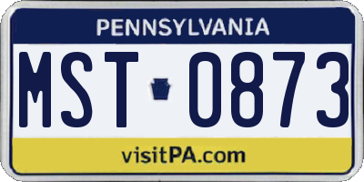 PA license plate MST0873
