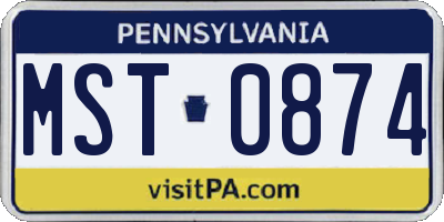 PA license plate MST0874