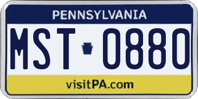 PA license plate MST0880