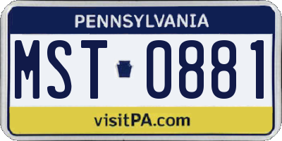 PA license plate MST0881