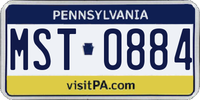 PA license plate MST0884