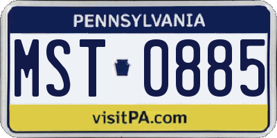 PA license plate MST0885