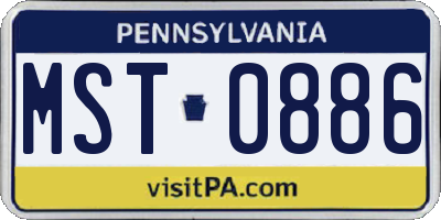 PA license plate MST0886