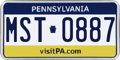 PA license plate MST0887