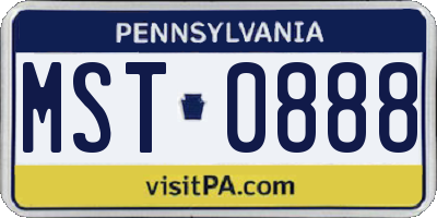 PA license plate MST0888