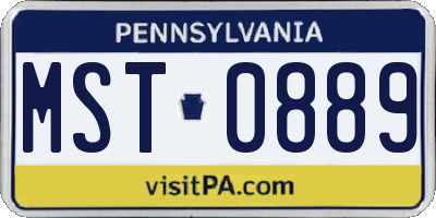 PA license plate MST0889