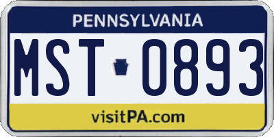 PA license plate MST0893