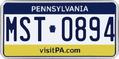 PA license plate MST0894