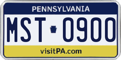 PA license plate MST0900