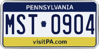 PA license plate MST0904