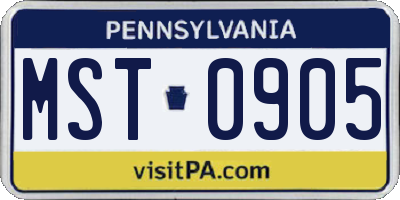 PA license plate MST0905