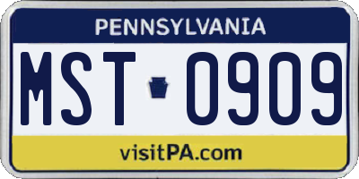 PA license plate MST0909