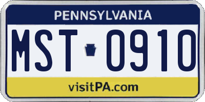 PA license plate MST0910