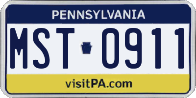 PA license plate MST0911