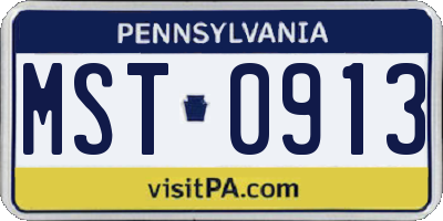 PA license plate MST0913