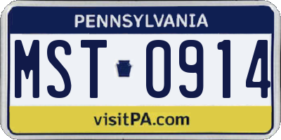 PA license plate MST0914