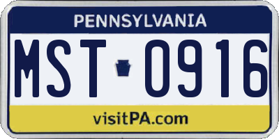 PA license plate MST0916
