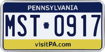PA license plate MST0917