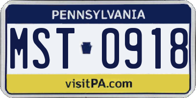 PA license plate MST0918