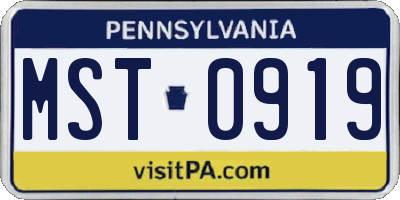 PA license plate MST0919